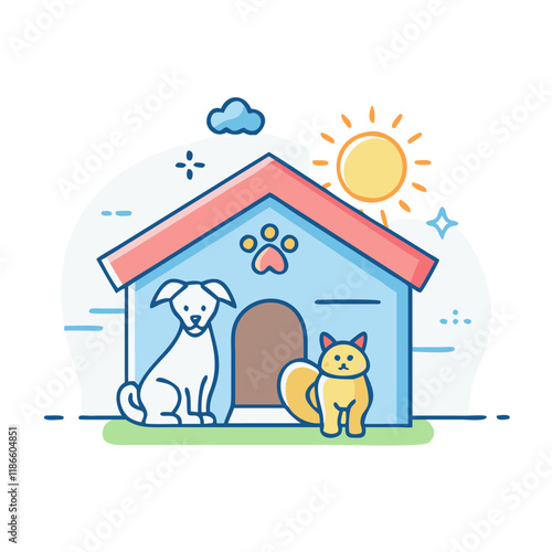 pet shelter vector icon, pet day vector illustration - simple illustration of pet shelter perfect for logos, and pet day-themed designs.