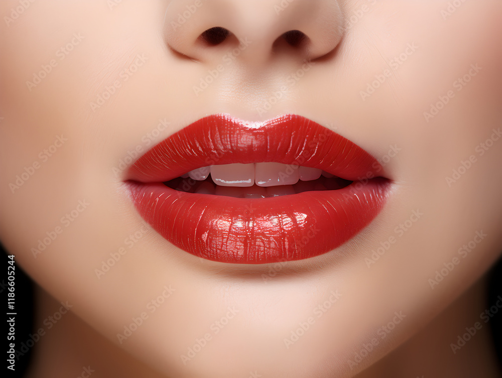 Close up of beautiful red lips of a woman Close up of beautiful red lips of a woman