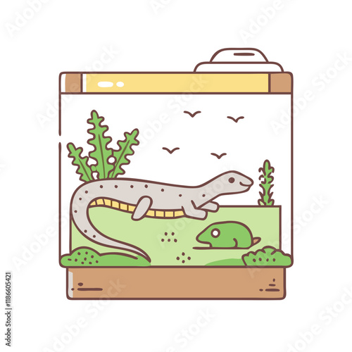 reptile terrarium vector icon, pet day vector illustration - simple illustration of reptile terrarium perfect for logos, and pet day-themed designs.