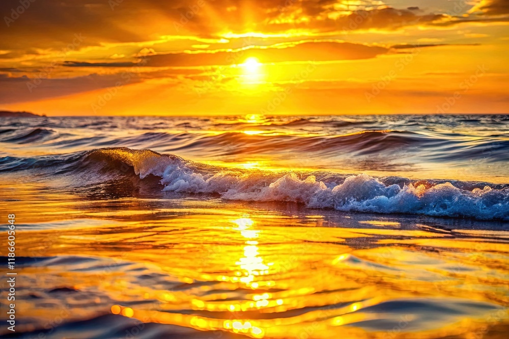 Serene Sunset Ocean Waves: Golden Hour Coastal Seascape Photography Serene Sunset Ocean Waves: Golden Hour Coastal Seascape Photography