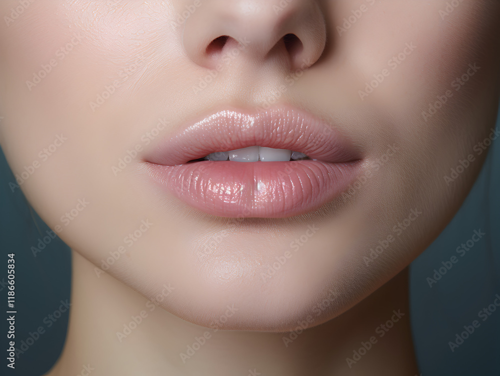 Obraz premium Close up of beautiful natural full lips of a woman