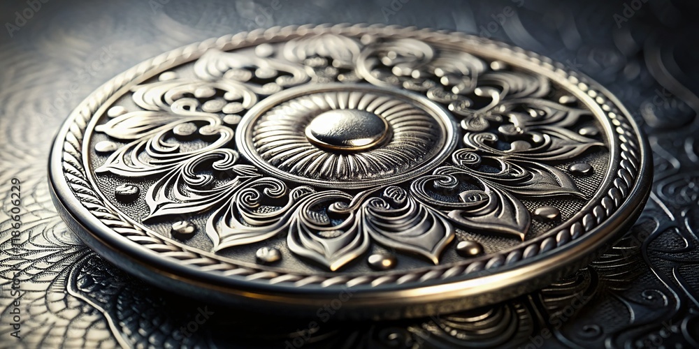 Shiny Silver Metal Button with Engraved Design - Perfect for Fashion & Crafts Shiny Silver Metal Button with Engraved Design - Perfect for Fashion & Crafts