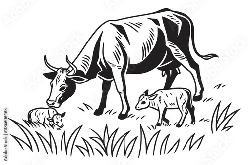 Foto A cow with clave vectors with a white background