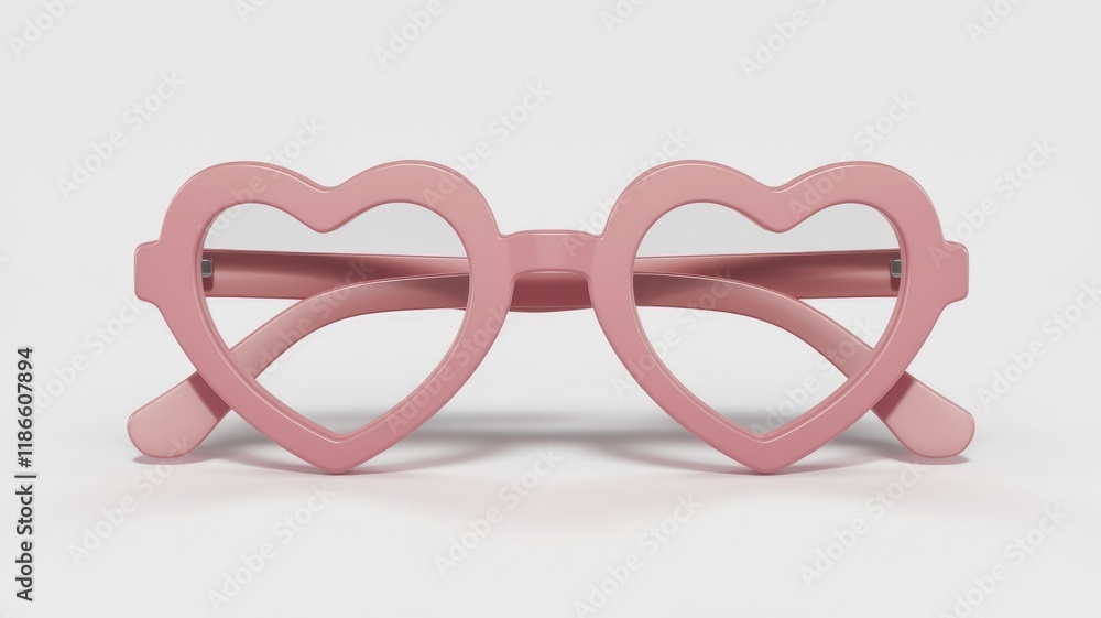 Fototapeta premium Pink heart-shaped glasses, a playful and fashionable accessory.