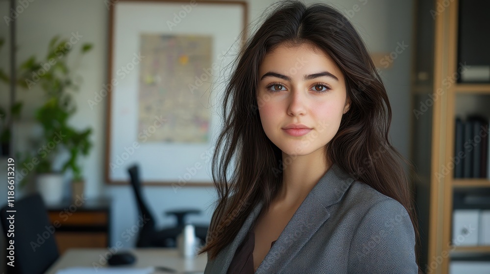 Young Woman Portrait Professional Office Setting Young Woman Portrait Professional Office Setting
