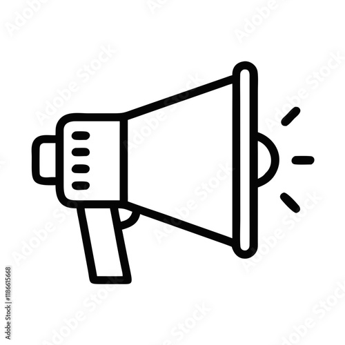 Megaphone line icon representing communication and announcement