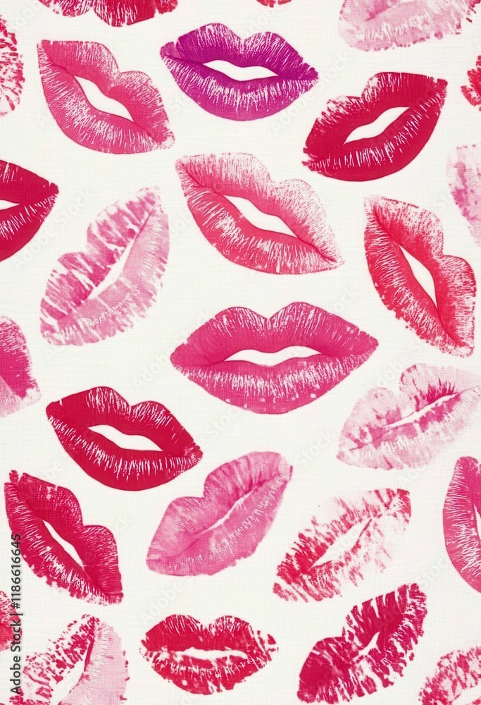 A Collection Of Lipstick Kiss Marks On White Fabric A Collection Of Lipstick Kiss Marks On White Fabric