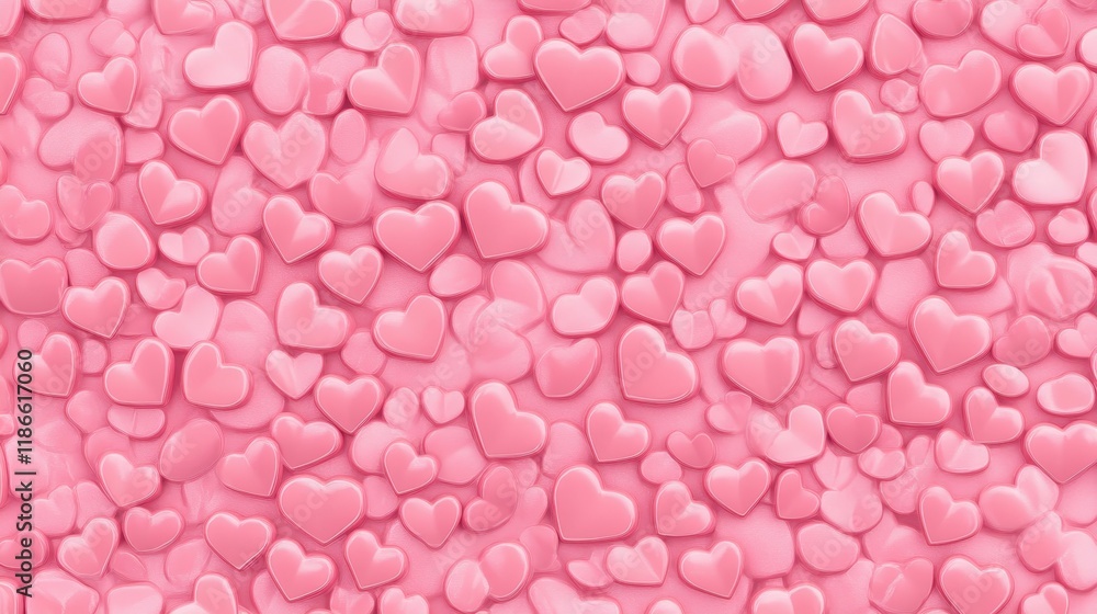 Fototapeta premium Pink Hearts Background Lovely Romantic Pattern