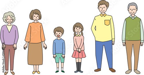 3世代　家族　イラスト