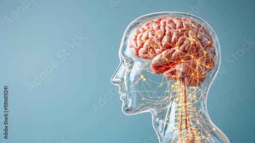 Vibrant Human Head Model with Brain Visualization photo