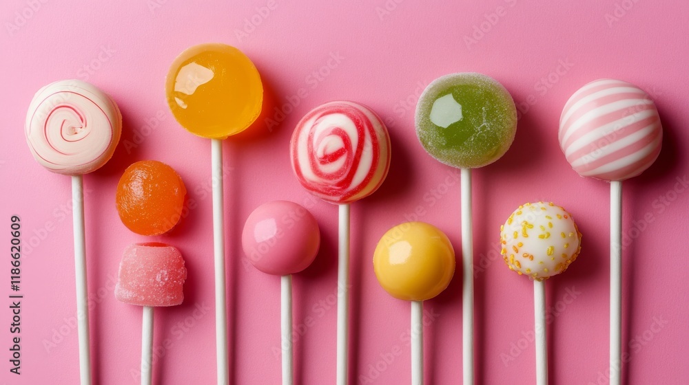 Sweet lollipops and jellies in various colors Sweet lollipops and jellies in various colors