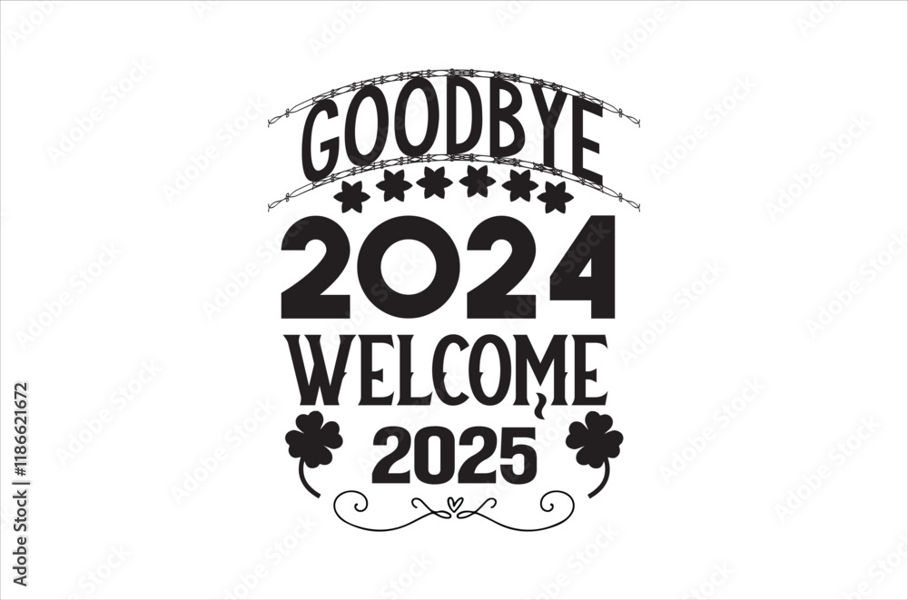 Vector illustration. Handwritten calligraphic brush lettering composition of Happy New Year 2019 on white background.