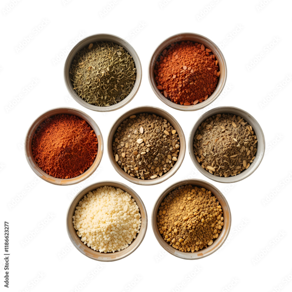 Saucer's dish with mustard, black pepper peas, granulated dried sweet pepper, sesame seeds, turmeric Saucer's dish with mustard, black pepper peas, granulated dried sweet pepper, sesame seeds, turmeric
