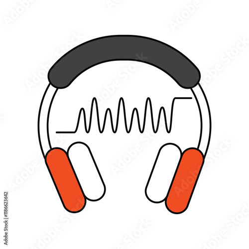 Headphones  color line icon with white background vector stock illustration