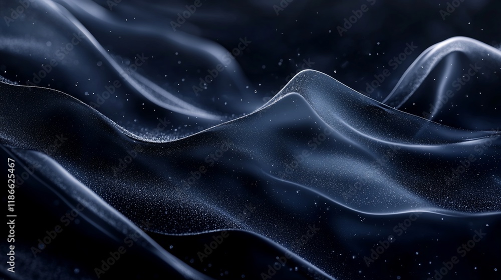 Obraz premium Abstract dark blue wave particles background.