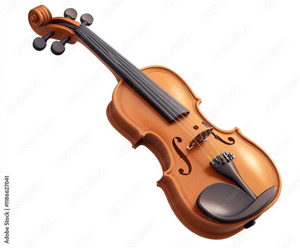 Fototapeta premium violin in 3D style on a white isolated background