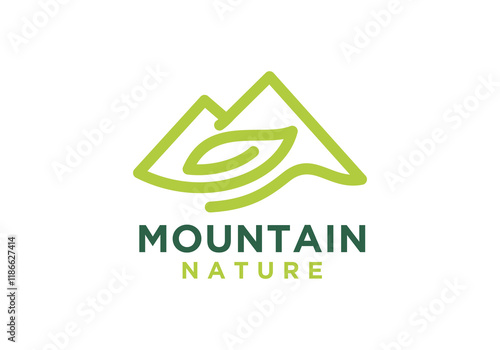 mountain logo design template with green plants. vector design for forest and mountain greening. design of world lung environment caretaker
