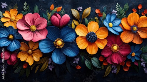 Wallpaper Mural Vibrant floral arrangement on a dark background. Torontodigital.ca