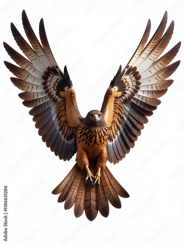 Fototapeta premium Hawk Wings Isolated Against A Clean White Background, With A Clipping Path Provided For Easy Editing And Use. 00002