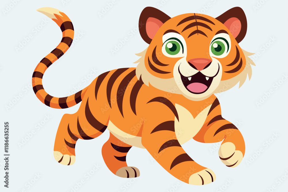 Obraz premium Tiger animal flat vector illustration