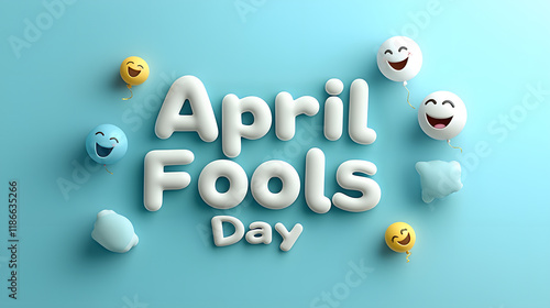 Obraz na płótnie April Fools Day celebration with playful balloons and cheerful text, creating fun and lighthearted atmosphere perfect for pranks and jokes w salonie