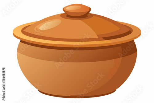  A clay pot with a lid isolated on a white background