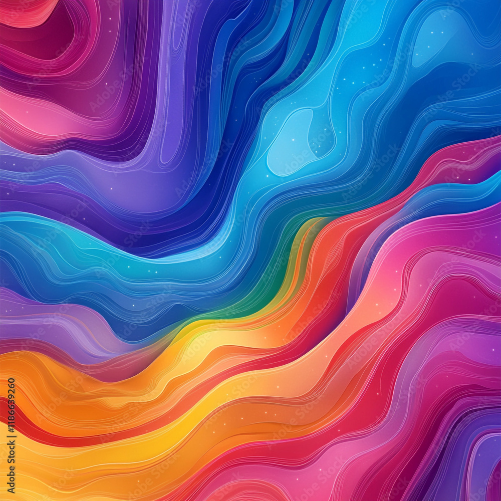 Obraz premium Vibrant Rainbow Swirl Abstract Background Colorful Fluid Wave Design Digital Art