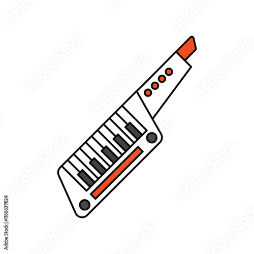 Keytar  color line icon with white background vector stock illustration