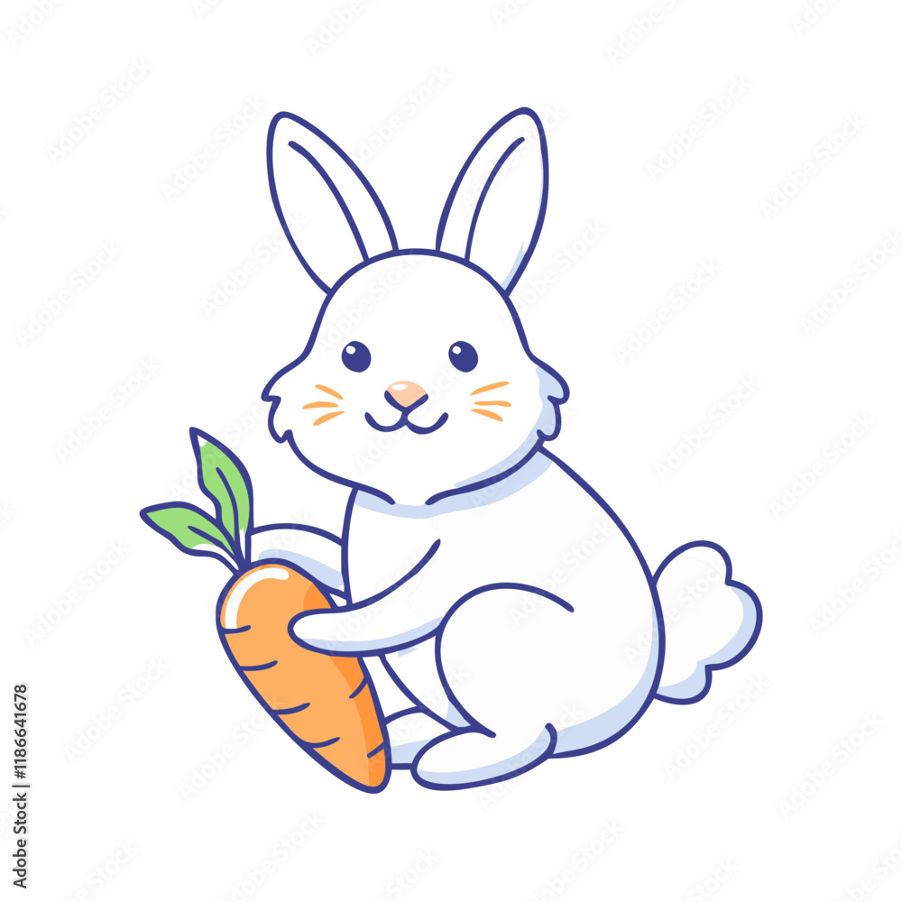 Obraz premium bunny with carrot vector icon, easter vector illustration - simple illustration of bunny with carrot perfect for logos, and easter-themed designs.