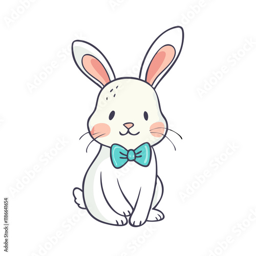 bunny with bow tie vector icon, easter vector illustration - simple illustration of bunny with bow tie perfect for logos, and easter-themed designs.