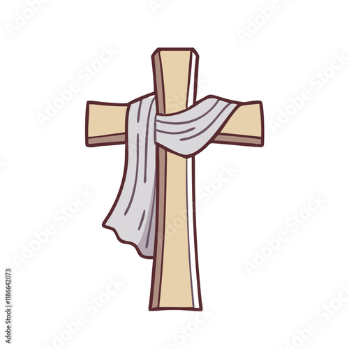 cross draped in cloth vector icon, easter vector illustration - simple illustration of cross draped in cloth perfect for logos, and easter-themed designs.