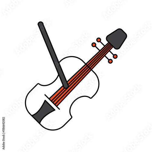 Violin  color line icon with white background vector stock illustration