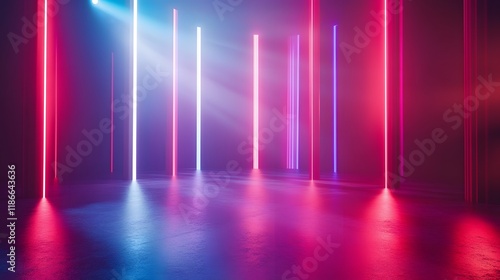 Neon Lights Illuminate Dark Room With Bright Colors