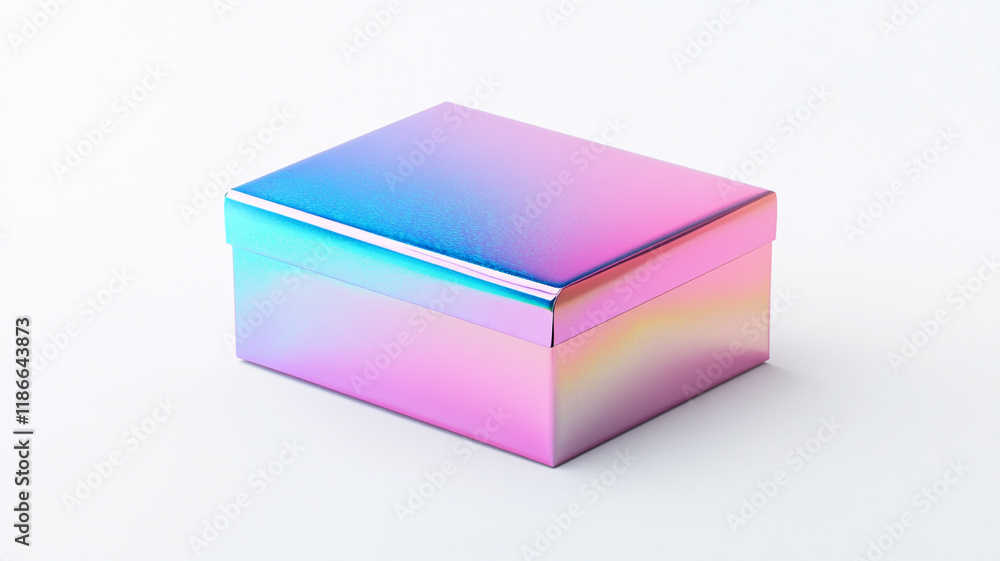 Iridescent Pink and Blue Gift Box Holographic Packaging Product Presentation Empty Container Iridescent Pink and Blue Gift Box Holographic Packaging Product Presentation Empty Container