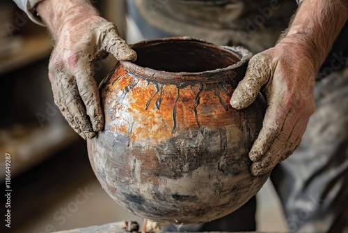 Raku firing process showcases the transformation of pottery through dramatic heat and combustible materials photo