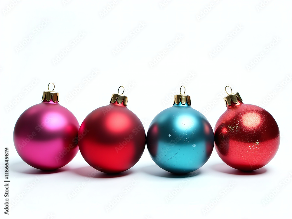 Four Colorful Baubles Against A White Background With Transparent Png Option For Easy Placement In Your Holiday Designs And Projects. 00003 Four Colorful Baubles Against A White Background With Transparent Png Option For Easy Placement In Your Holiday Designs And Projects. 00003