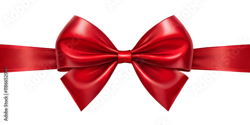 Red satin ribbon bow, a classic Christmas gift decoration photo