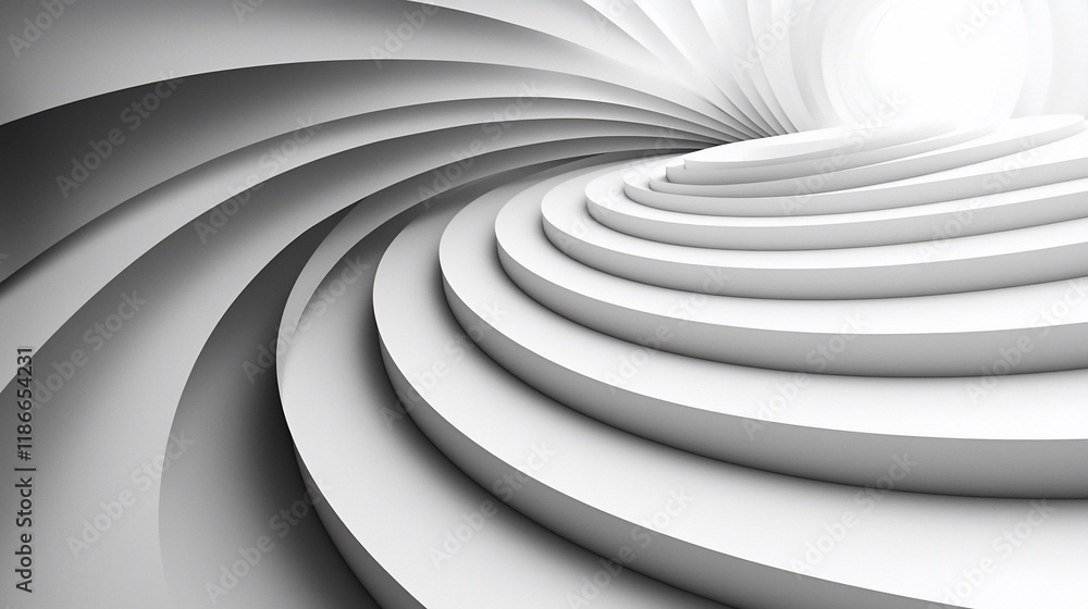 Obraz premium Abstract grayscale spiral architecture design.