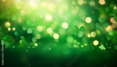 st patrick s day background green gradient bokeh lights defocused for design photo