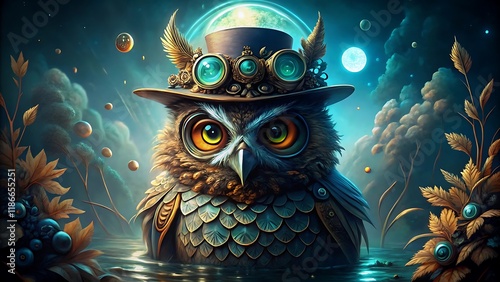 Surreal owl portrait photo