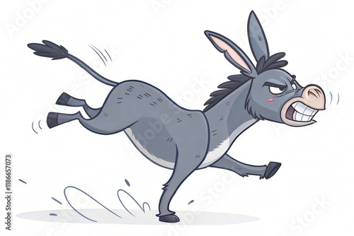 Angry donkey kick. Vector clip art illustration with simple gradients. All in a single layer. photo