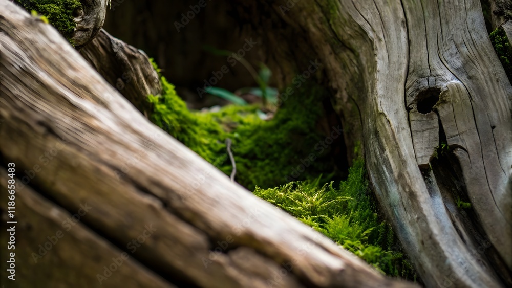 Forest-Inspired Wood Texture with Moss and Weathered Details Forest-Inspired Wood Texture with Moss and Weathered Details