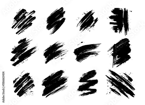 collection of black brush strokes in grunge style