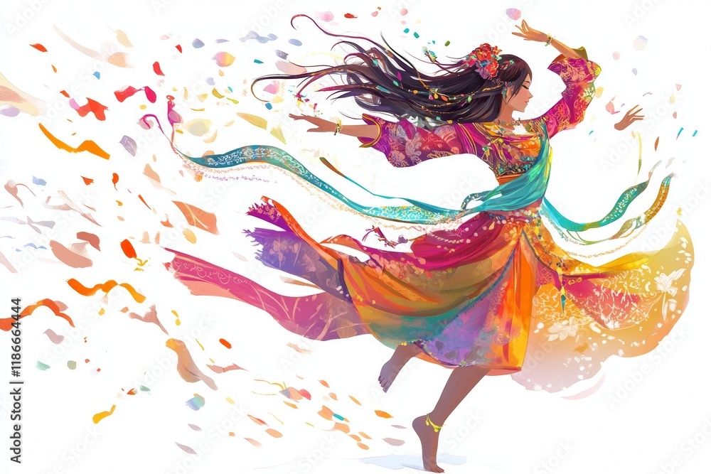 Fototapeta premium Vibrant Dance of colors: A Whimsical Digital Painting