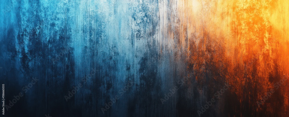 Fototapeta premium Abstract Textured Wall: Cool Blues to Warm Oranges