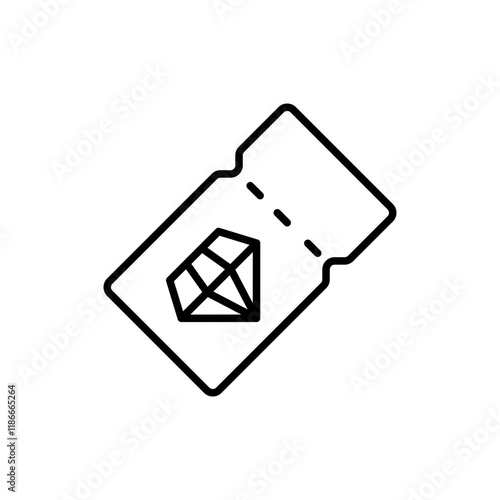 Diamond voucher outline icons, minimalist vector illustration ,simple transparent graphic element .Isolated on white background
