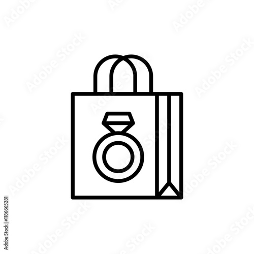 Jewelry bag outline icons, minimalist vector illustration ,simple transparent graphic element .Isolated on white background