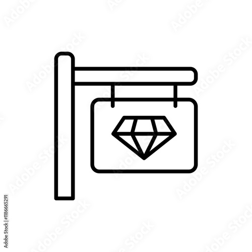 Jewelry signboard outline icons, minimalist vector illustration ,simple transparent graphic element .Isolated on white background