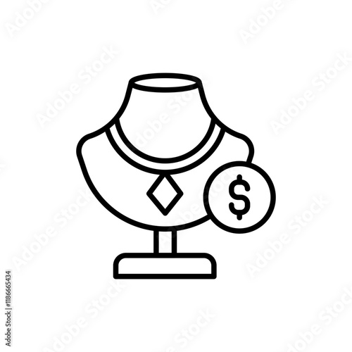 Necklace price outline icons, minimalist vector illustration ,simple transparent graphic element .Isolated on white background