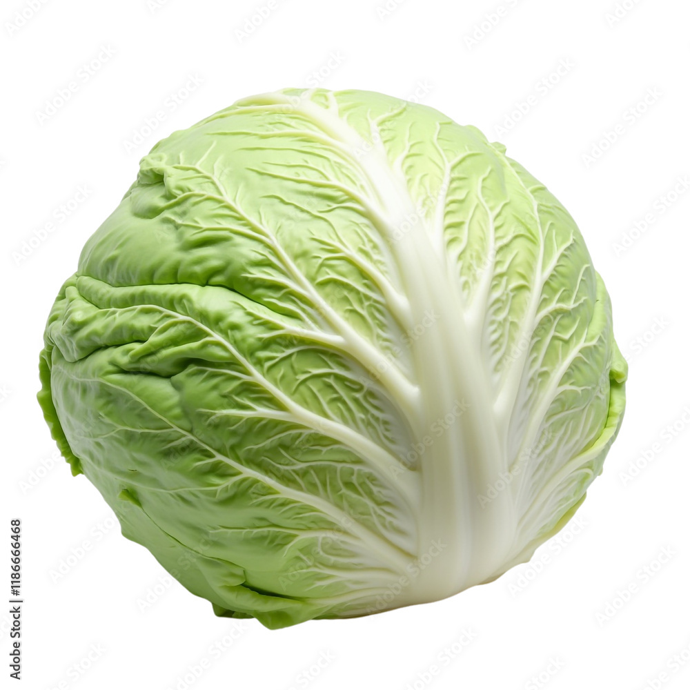 Fototapeta premium Cabbage isolated on transparent background, PNG file, head of cabbage